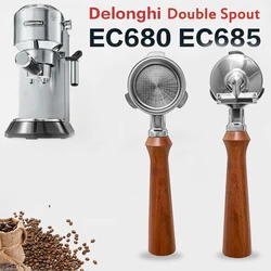 Double Spout 51mm Coffee Portafilter With 1 2 Cups Basket for Delonghi ECO680 ECO685 Coffee Machine