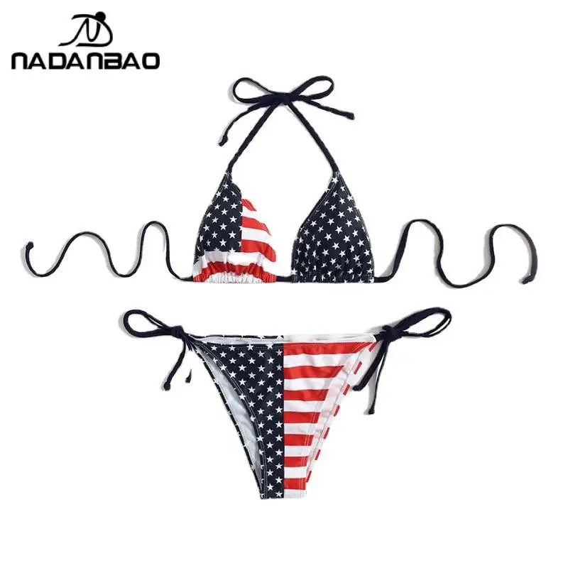 2023 Bikinis Mujer Women Bikinis Swimwear Beach Wear American Flag Bikini 3D Printed Sexy Swimsuit Bathing Suits