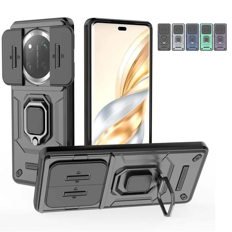 

For Honor X9C Case Cover Honor X9C Capas New Shockproof Back Bumper 2-in-1 Slide Camera Lens Ring Holder Fundas Huawei Honor X9C