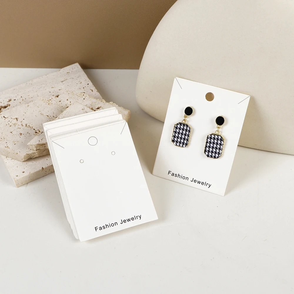 

50PCS 6x8cm White Paper Packing Cardboard For Earrings Necklace Holder Hanging Display Organizer Card DIY Jewelry Making Supply