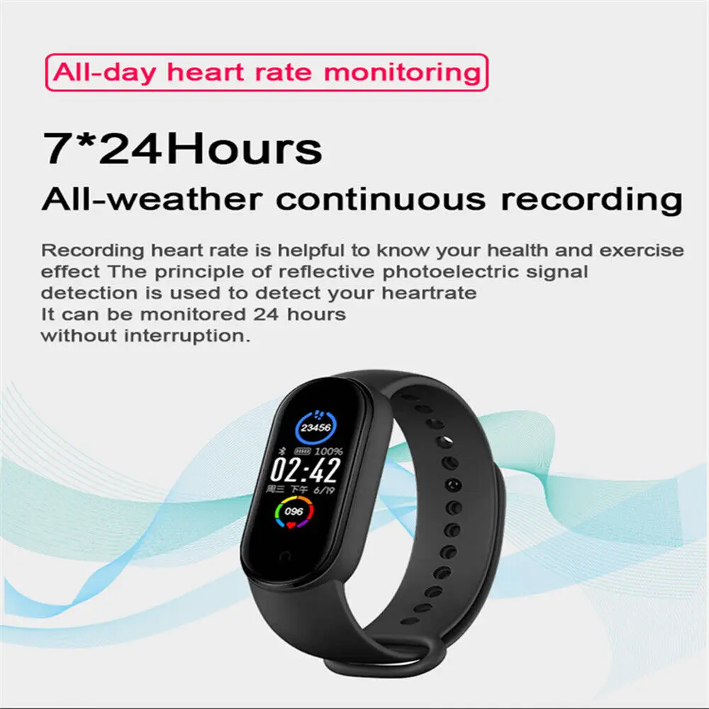 Braccialetto M5 Smart Band IP67 impermeabile Smarthwatch pressione sanguigna Fitness Tracker braccialetti Fitness Smartband