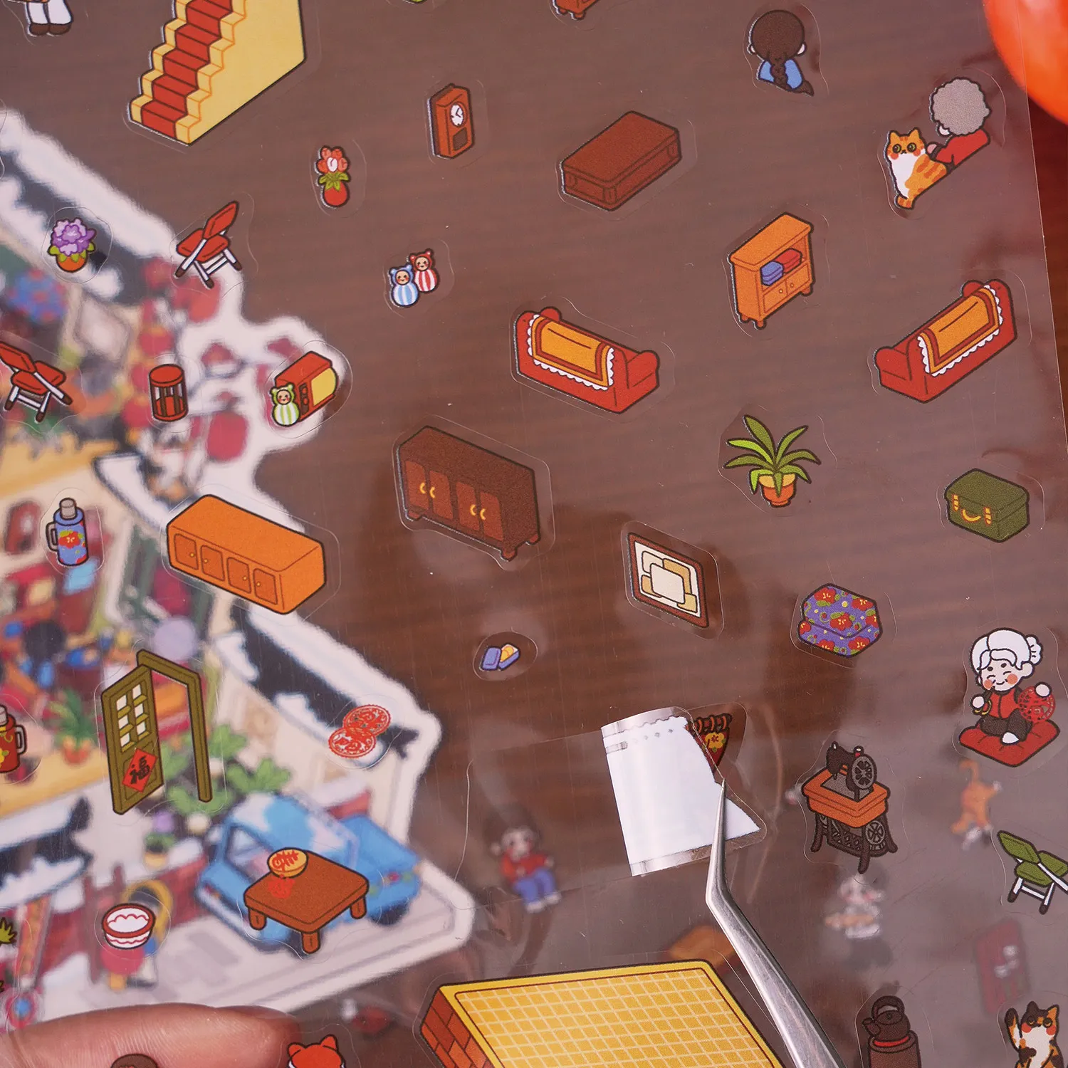 สติกเกอร์ภูมิทัศน์สามมิติ Tuanyuan Series ธีมปีใหม่ 3D สเตอริโอคู่มือ DIY ฉากตกแต่งสติกเกอร์