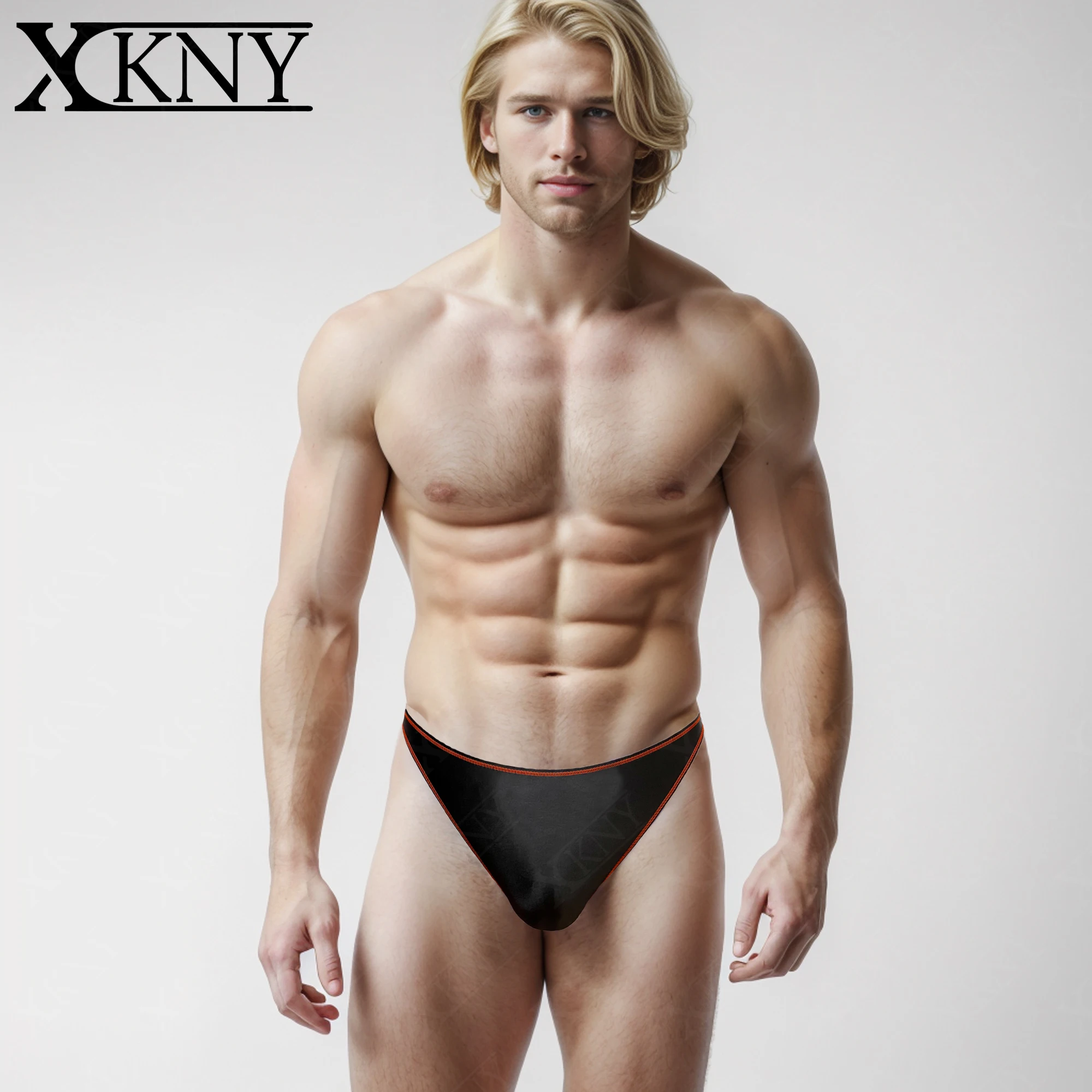 XCKNY larger waist men glossy underwear oil Contrasting edge breathable sports briefs Silk High elasticity briefs Mens bikini