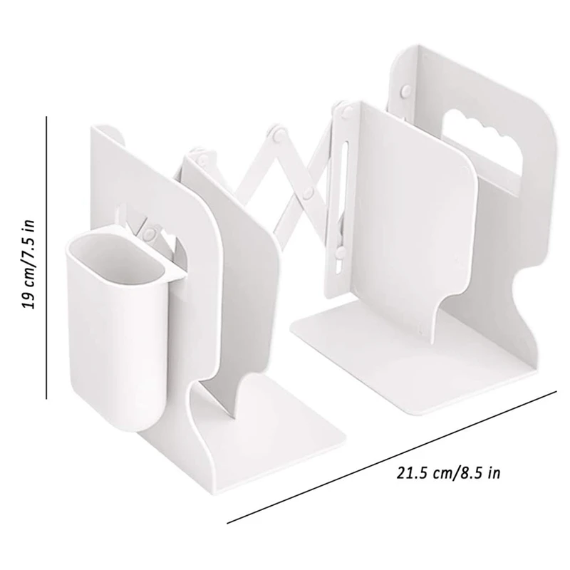 Expandable Bookend Adjustable Desktop Bookshelf With Pen Holder For Office School Home Desk