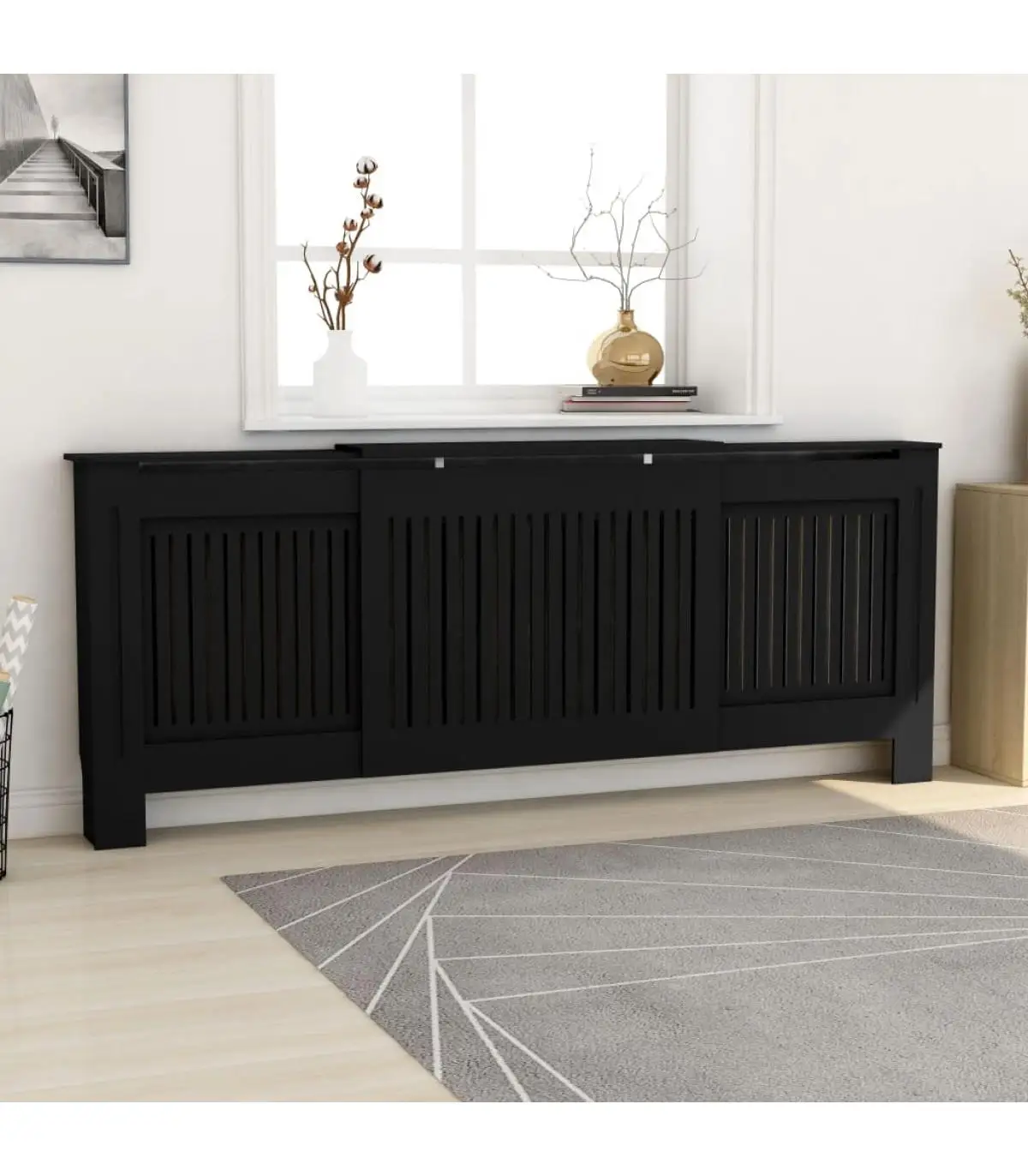 205 cm black MDF radiator cover heating radiator accessories