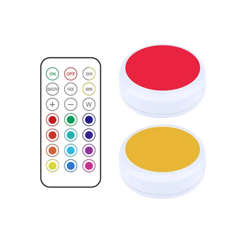 RGB Color Changing 62MM Led Under Cabinet Light Mini Bookshelf Night Lamp with Remote Battery Powered