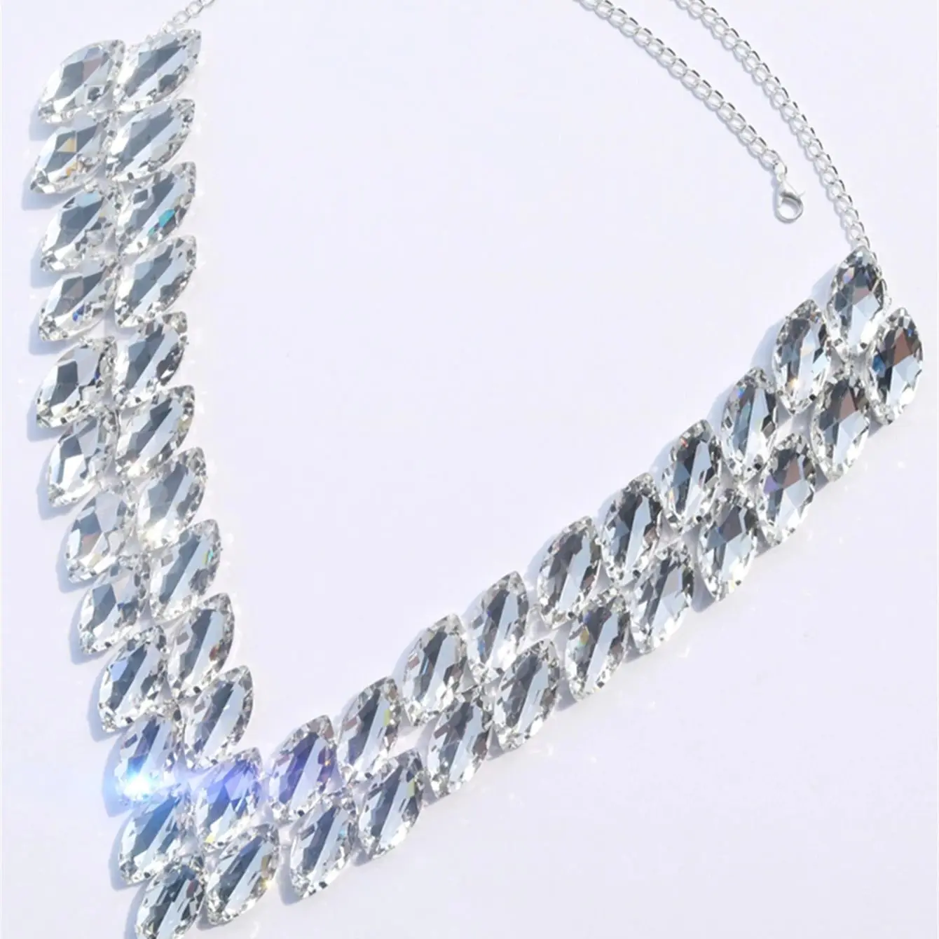 2024 New Fashion Double Level Orange Large Crystal Pendant Necklace Ladies Temperament Ultra Flash Rhinestone Neck Chain Jewelry image 5