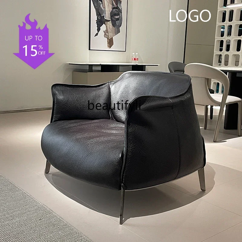PPP  First Layer Cowhide Couch Villa Hotel Recruitment Chair Home Leisure Couch