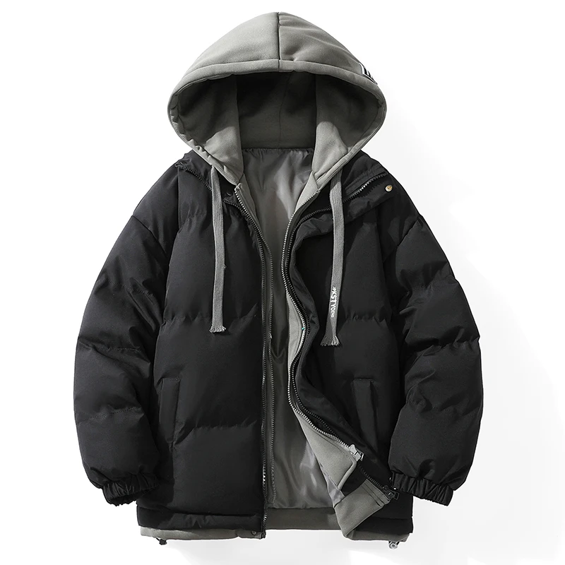 Oversized Hooded Mens Parkas Korean Style Fashion Male Cotton Padded Coat Harajuku Warm Couple Jacket Thicken Winter Jacket