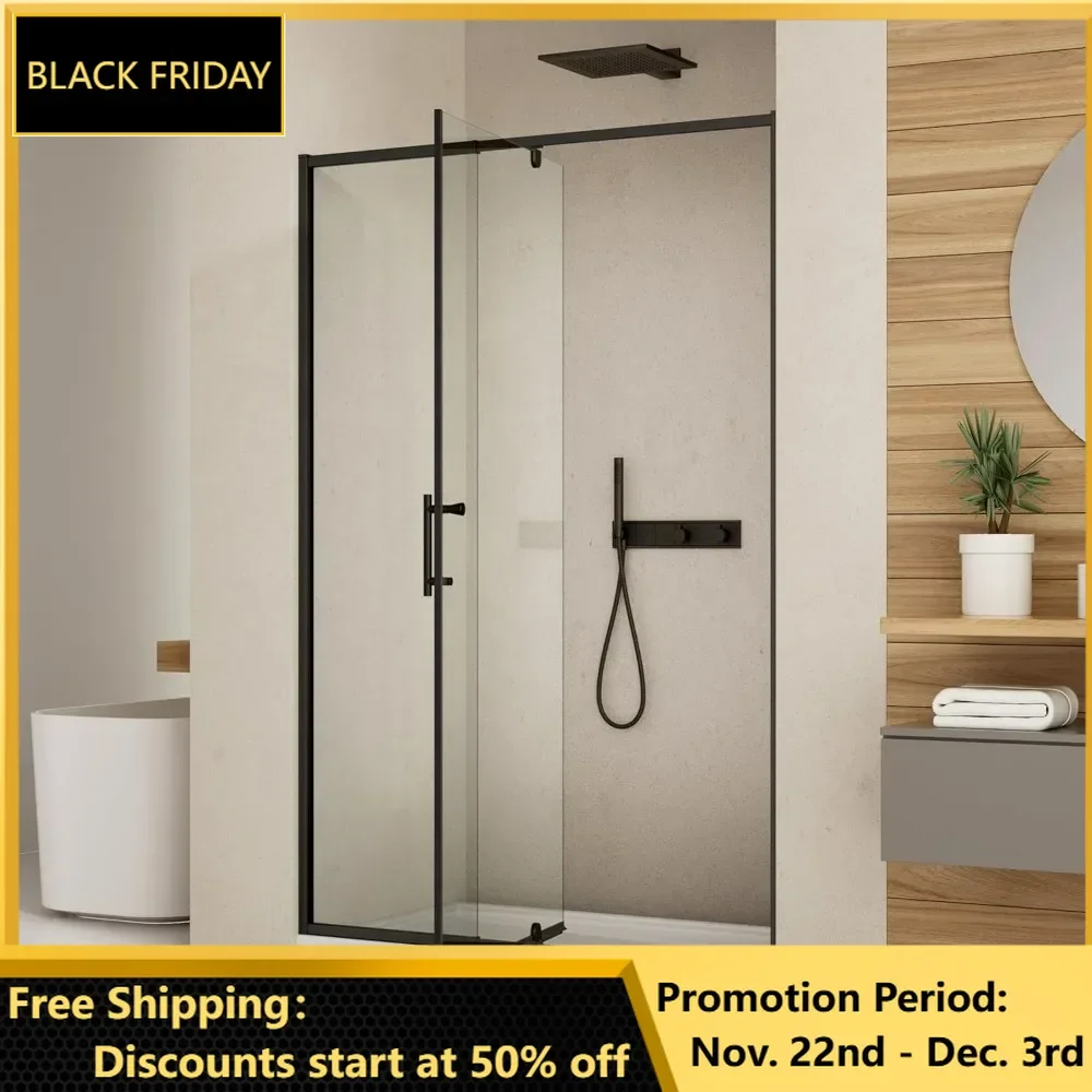 

Piovt Shower Door, Pivot Semi-Frameless Swing Glass Shower Door with 1/4"(6mm) Tempered Glass, 38-42" W X 71" H Shower Doors