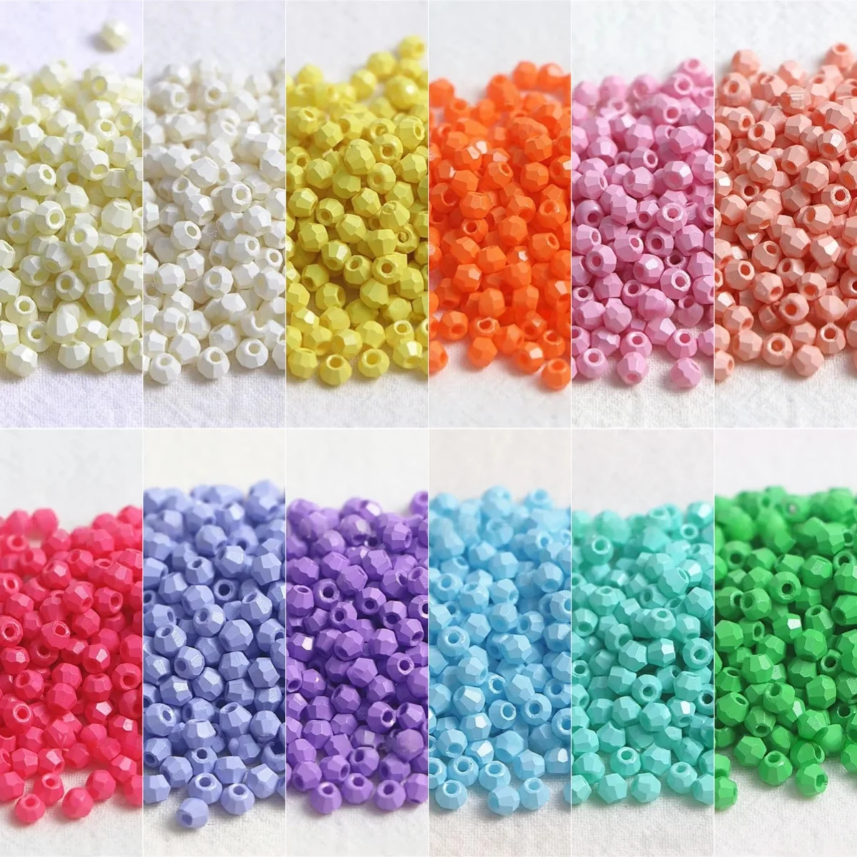 4mm Fire Grinding Bead Oil Painting Solid Color Cut Surface Scattered Bead Handmade DIY Bracelet Necklace Accessories