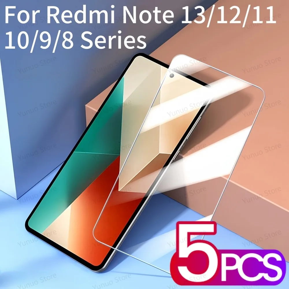 5 uds vidrio templado para Redmi Note 13 Pro 12 11 Pro 11S Note 8 9 10 Pro 5G 4G Protector de pantalla de película protectora Redmi Note13Pro