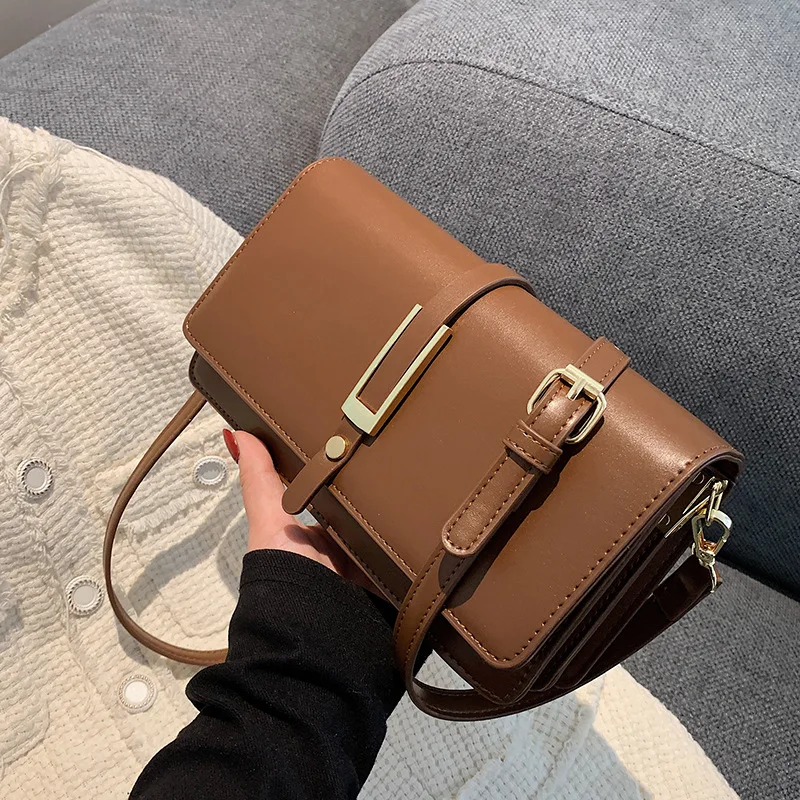

Fashion Texture Shoulder Bags For Women Solid Color PU Leather Crossbody Bag Female Vintage Korean Style Messenger Bag