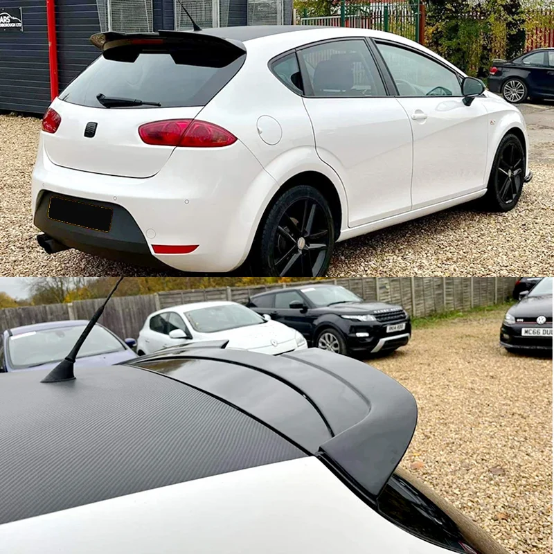 For Seat Leon MK2 roof spoiler 2009 To 2012 High Quality ABS Car Rear  Wing Spoiler Glossy Black Or Carbon Fiber Look Body Kit