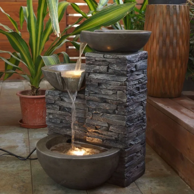 

Garden Resin Fountain Flowing Water Culture Stone Decoration Balcony Garden Circulating Water Floor Landscape Sculpture