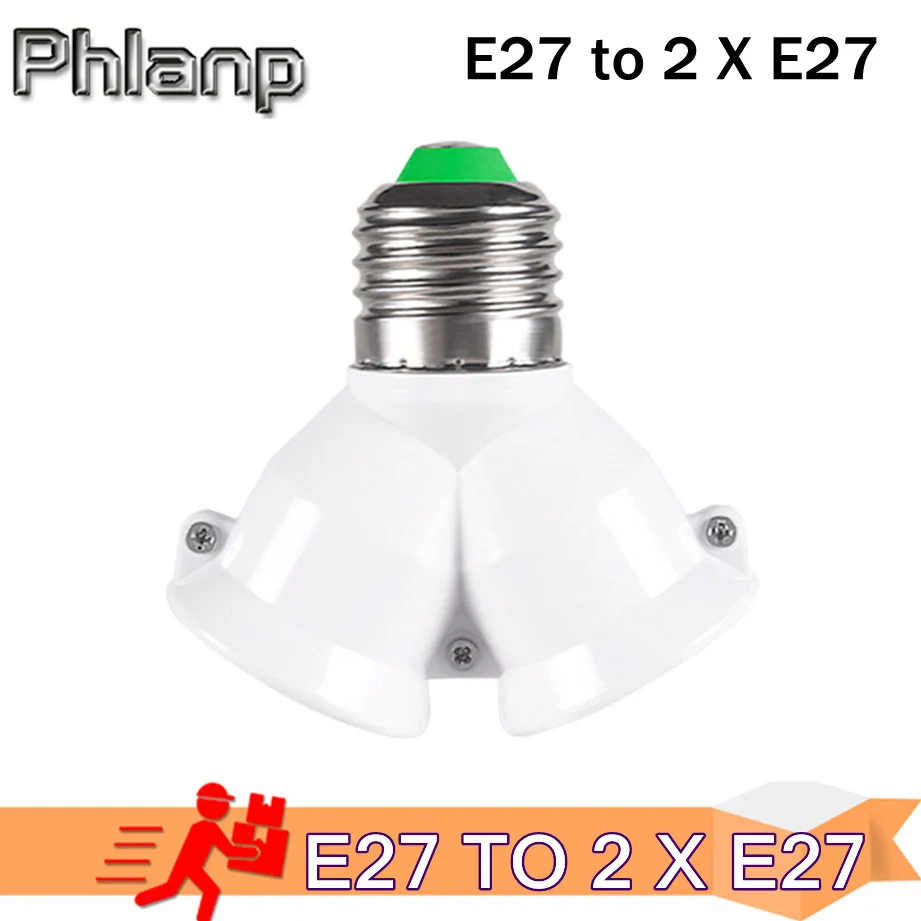 Fireproof Material E27 to 2 E27 lamp Holder Converter Socket Conversion light Bulb Base type 2E27 Y Shape Splitter Adapter