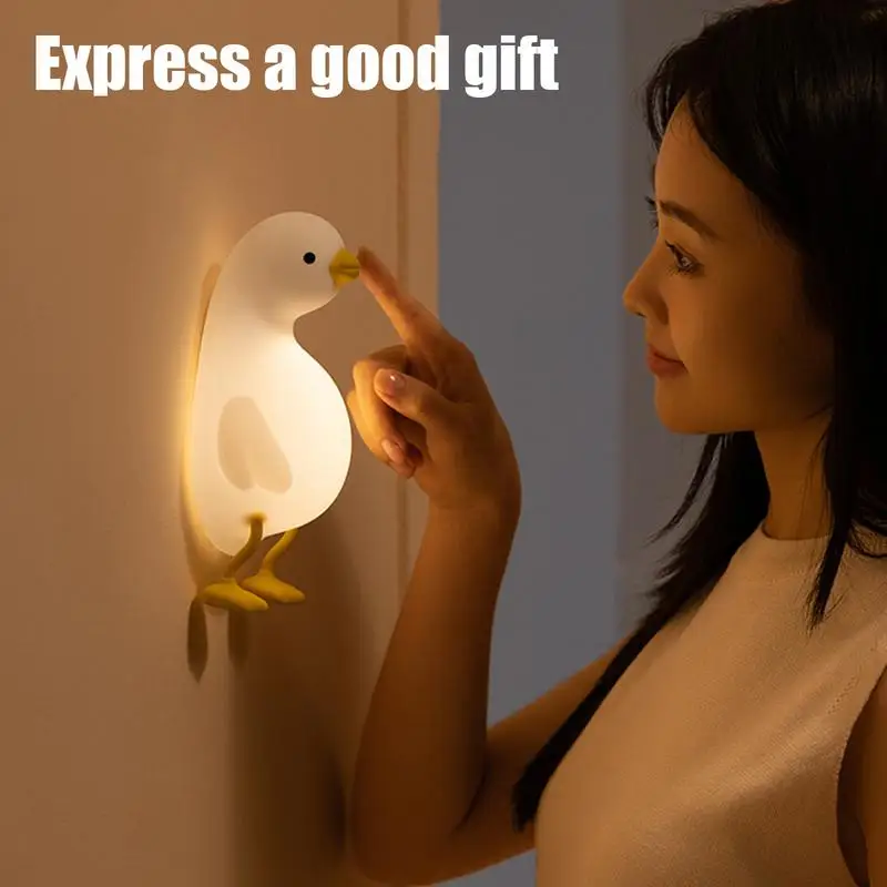 Light Up Duck Lamp Animal Dimmable Recording Nightlight Silicone Touch-Sensitive Lamp For Bedside Voice Interaction USB Charging