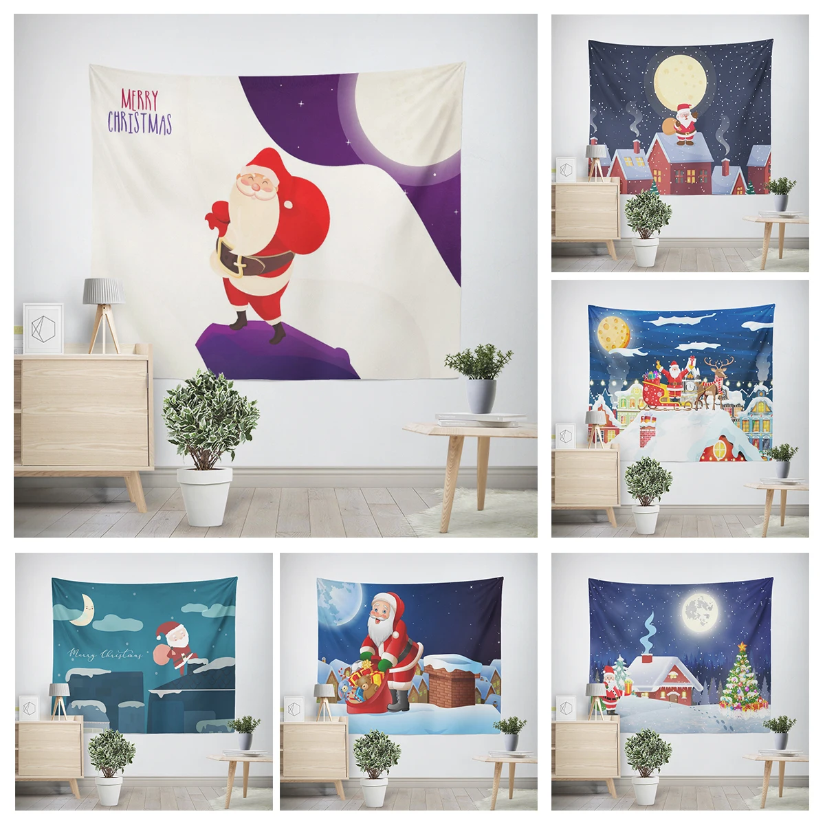 

Домашние украшения, искусственные предметы, настенный гобелен, эстетическое настенное украшение для спальни, большие тканевые гобелены, зима с Рождеством