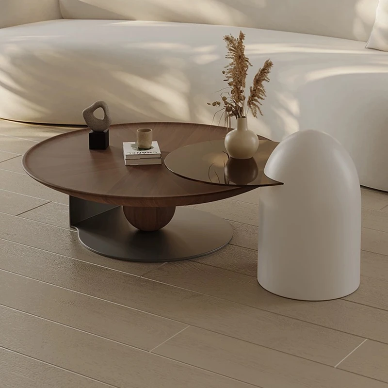 

Minimilist Coffee Table Solid Wood Luxury Italian Art Design Living Room Coffee Cabinet Round Floor Mesa Centro Room Furniture