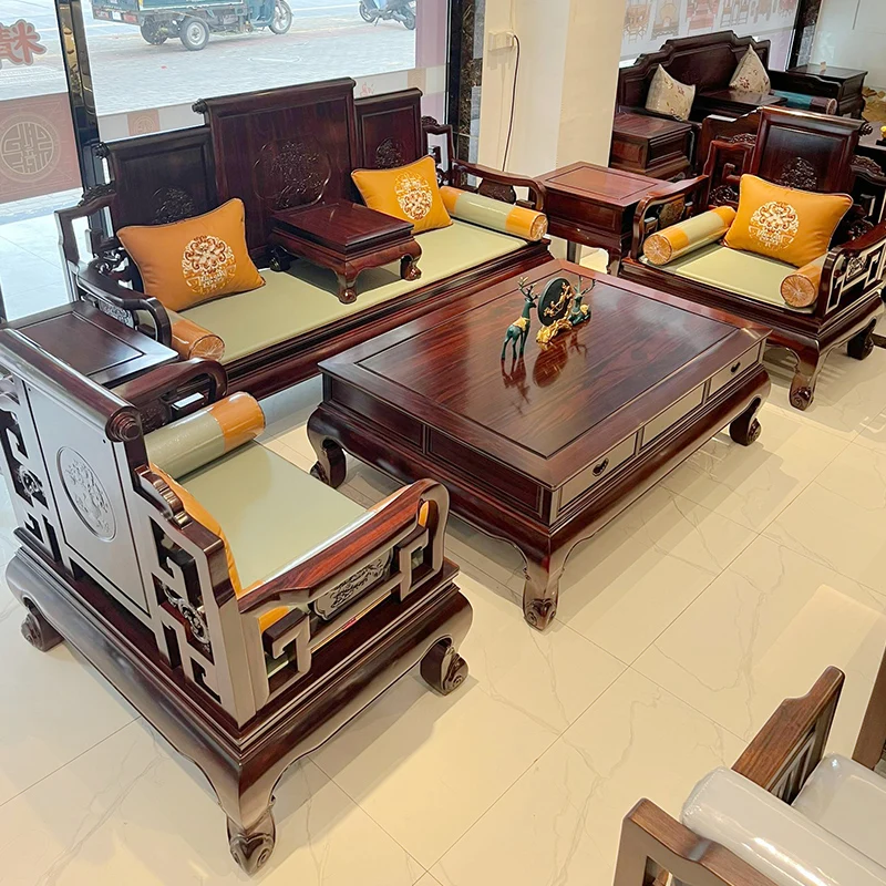 Muebles de caoba para sala de estar, nuevo sofá de madera maciza de doble propósito, estilo chino, invierno y verano