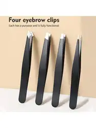 Multi-purpose Eyebrow Tweezers, 4-Pack Stainless Steel Eyebrow Tightening Facial Hair Trimmer Makeup Tool Set, Eye Shaping Tools