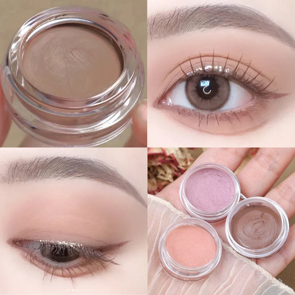 Crema de sombra de ojos mate, brillo, melocotón, rosa, púrpura, rubor, Nude, marrón, contorno facial, resistente al agua, sombra de ojos duradera, Base de imprimación de maquillaje