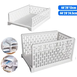 Stackable Wardrobe Storage Rack Storage Basket Clothes Layered Partition Shelf Toy Books Organize Assembled Sliding Drawer