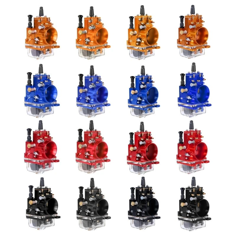 28mm 30mm 32mm 34mm Motorcycle Carburetor Replacement Part with Anodized Metal Body and Clear Float Bowl for Trail Tuning D7YA