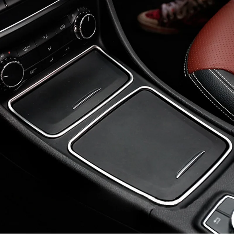 

BJMYCYY 2pcs Center Console Storage Box Cigarette Ashtray Holder Cover Trim sticker For Mercedes Benz CLA GLA Class W176 C117