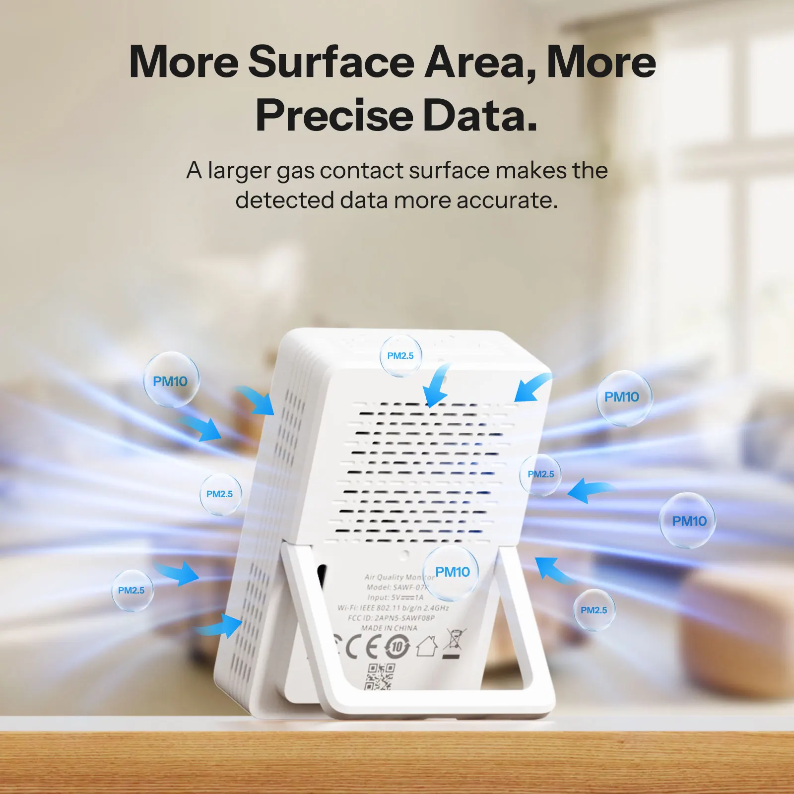 SONOFF SAWF-07P AirGuard PM2.5/PM10 Monitor jakości powietrza z obsługą Matter przez Wi-Fi, kompatybilny z Matter, inteligentna integracja, Alexa, Apple Home — zdjęcie produktu 3