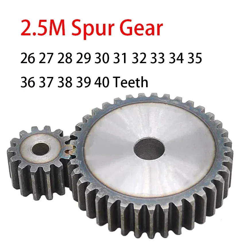 

1PCS 2.5M Spur Gear 26 27 28 29 30 31 32 33 34 35-40T 45# Steel Metal Transmission Cylindrical Pinion Gear OD Motor Flat Gears