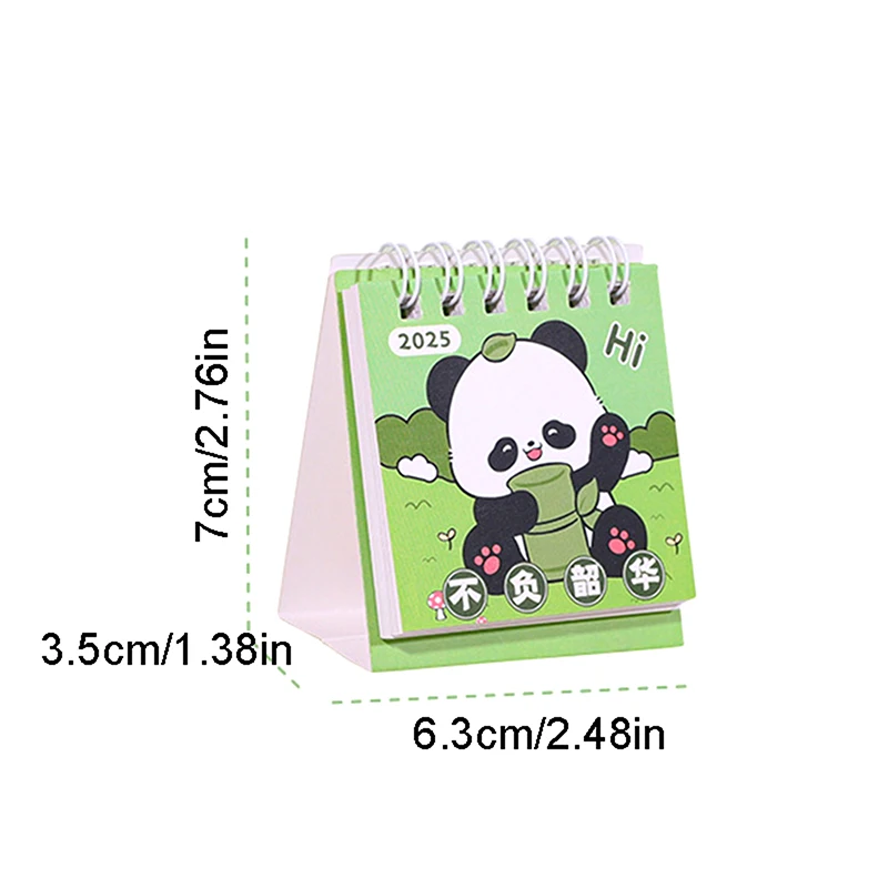 Cute Cartoon Panda Desk Calendar, Ornamento Animal, Calendário Desktop, Data Book, Gestão portátil, Horário, Presente do estudante, 1Pc, 2025