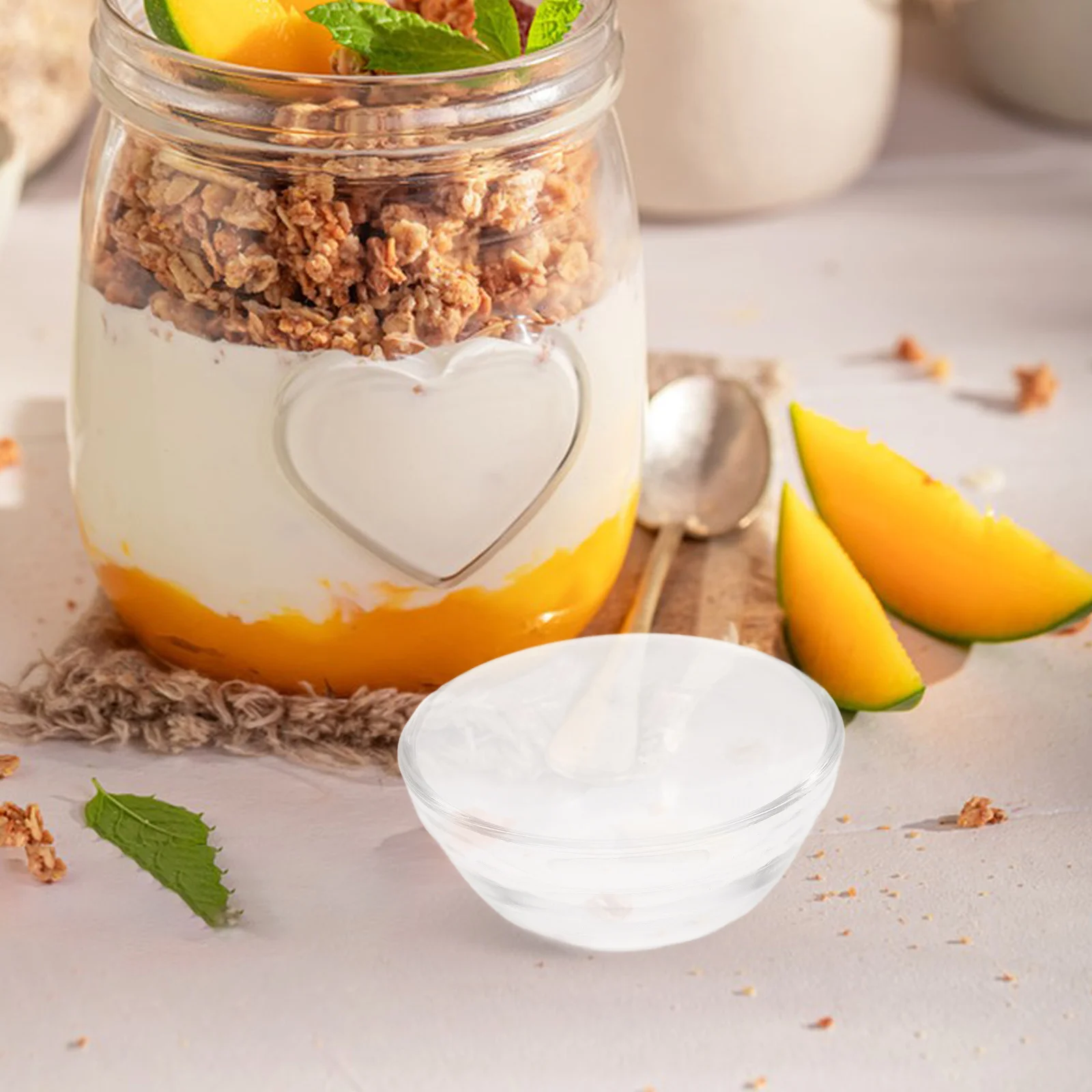 

6Pcs Clear Glass Bowls Set Heatproof Microwave Safe Small Food Containers for Dessert Jelly Pudding Snack Storage Stackable