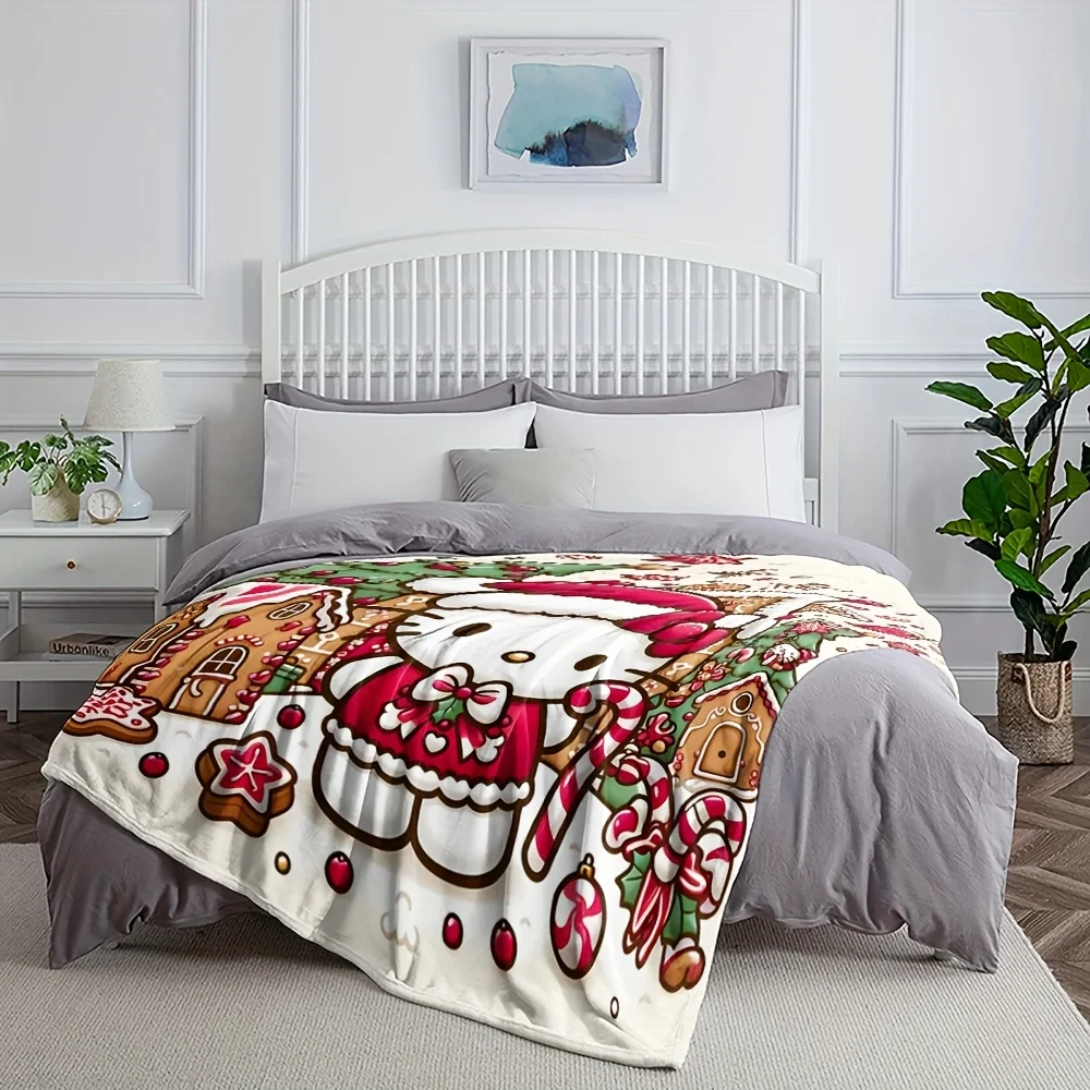 

Hello Kitty Christmas Flannel Fleece Blanket Soft Warm Cozy Throw Office Living Room Bedroom Outdoor Camping Travel Blanket