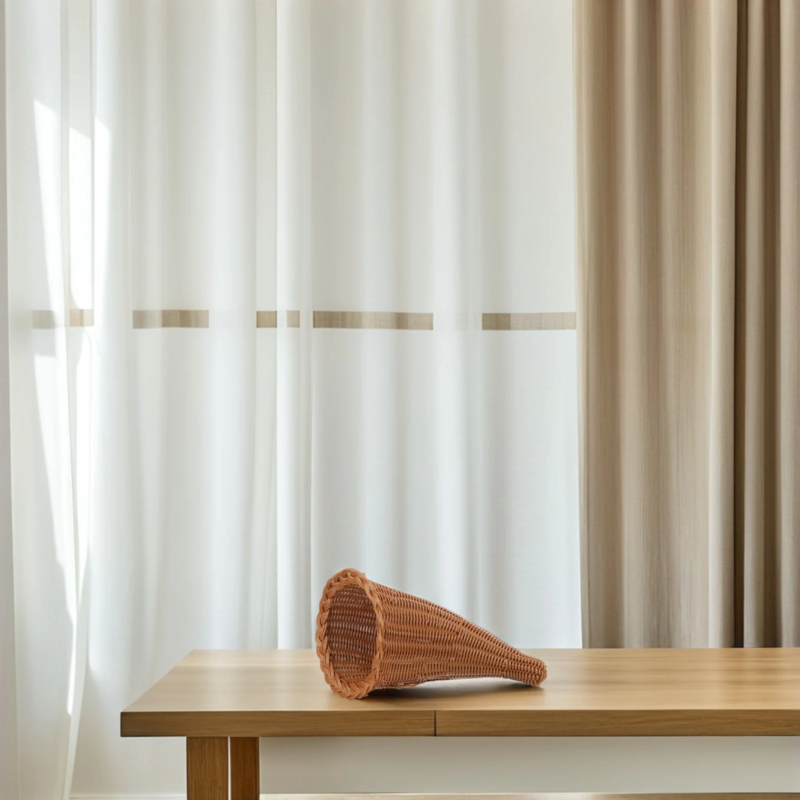 

Small Cornucopia Basket Woven Bread Snack Storage Desktop Centerpiece Multi Function Storage Basket for Home Decor