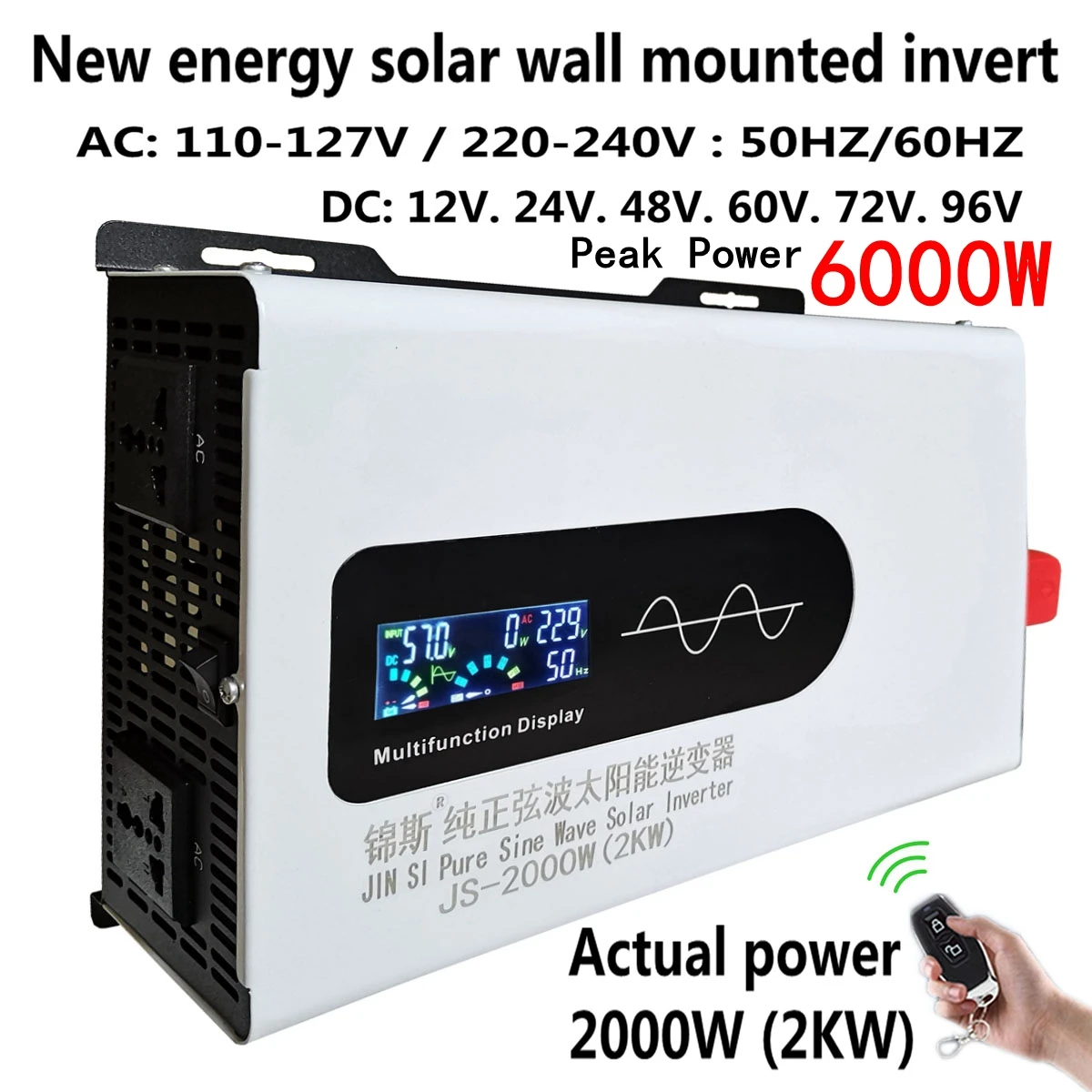 Pure Sine Wave Car Inverter 12V 220V 2000W 6000W Portable Power Bank Solar Inverter DC 24V 48V 60V 72V 96V To AC 220V 110V