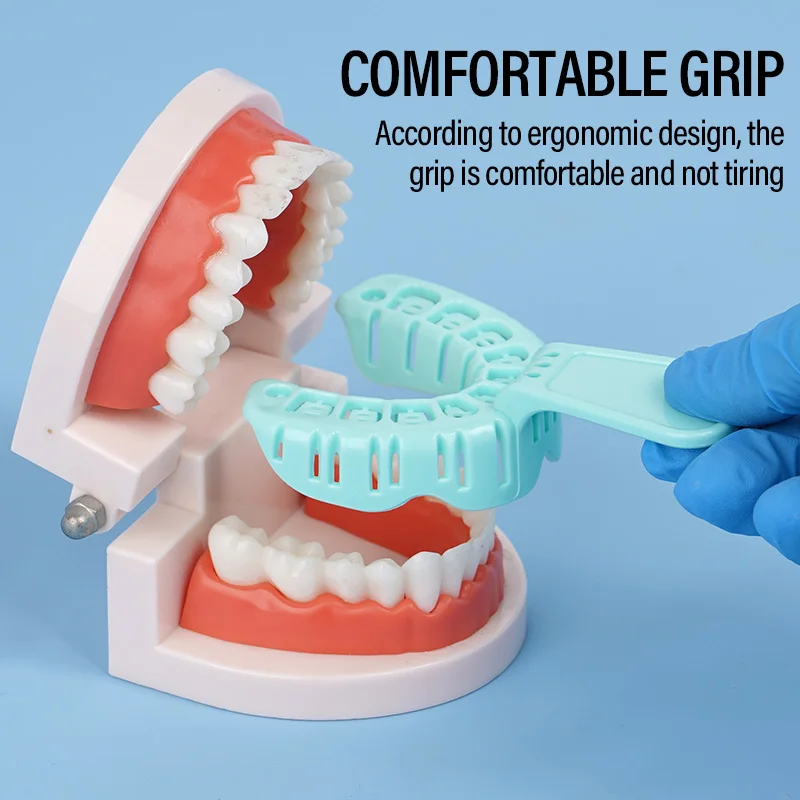 6 قطعة صينية انطباع الأسنان البلاستيكية يمكن التخلص منها صواني الأسنان حامل الأسنان أداة فني طبيب الأسنان #5