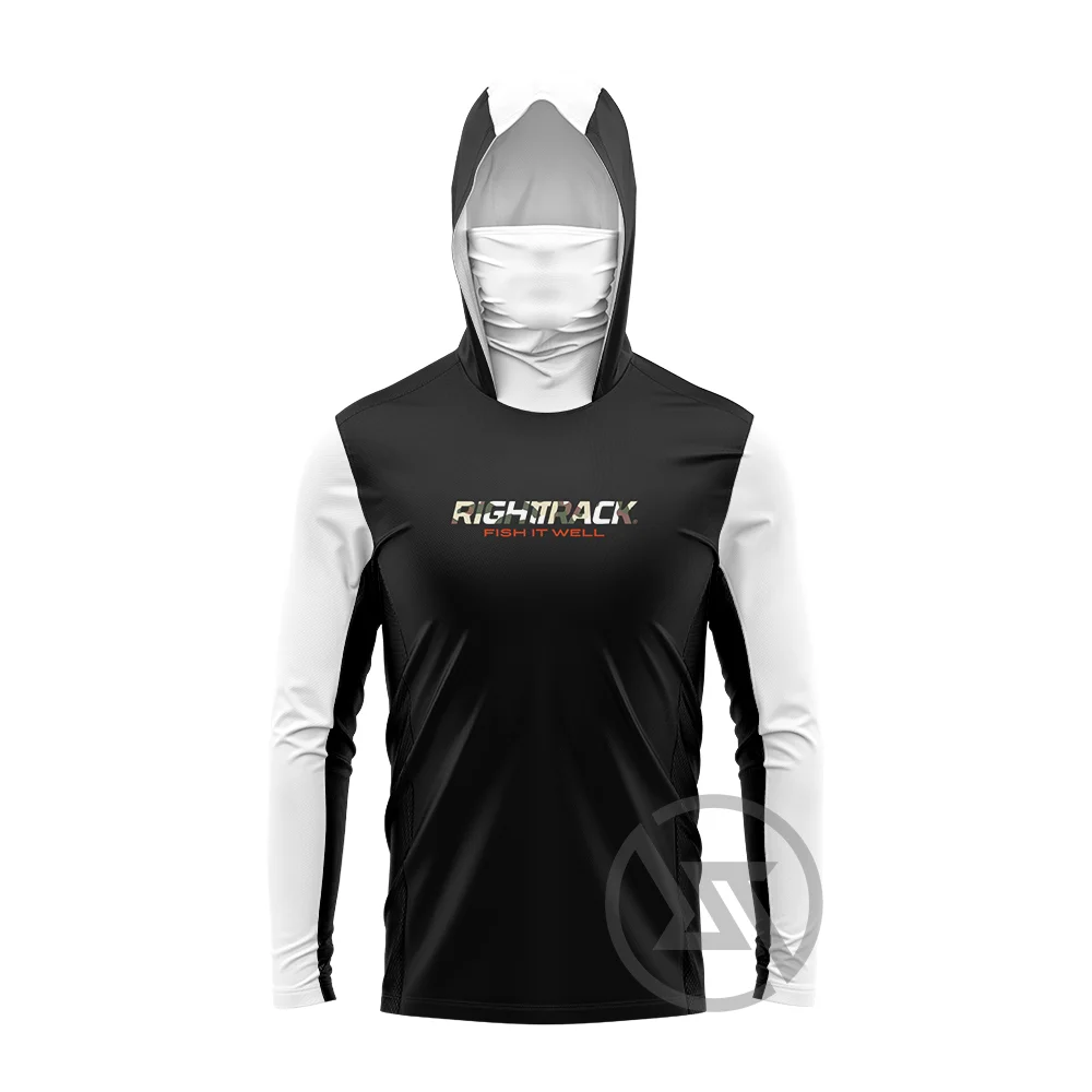 Man\'s Mask Hoody Long Sleeve Fishing Shirts Camouflage UV Protection Mesh T-Shirts UPF50+ Products RT FISH IT WELL Apparel