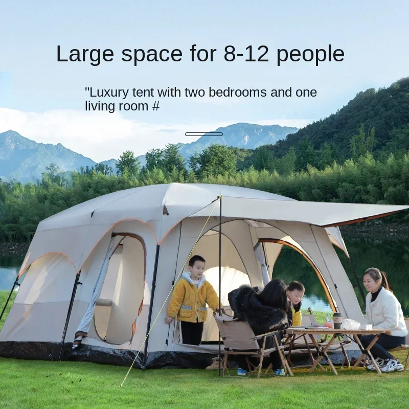 YOUSKY Outdoor Camping Tent Two Bedrooms and One Living Room Quick Set Up Camping Equipment Family Travel Tent