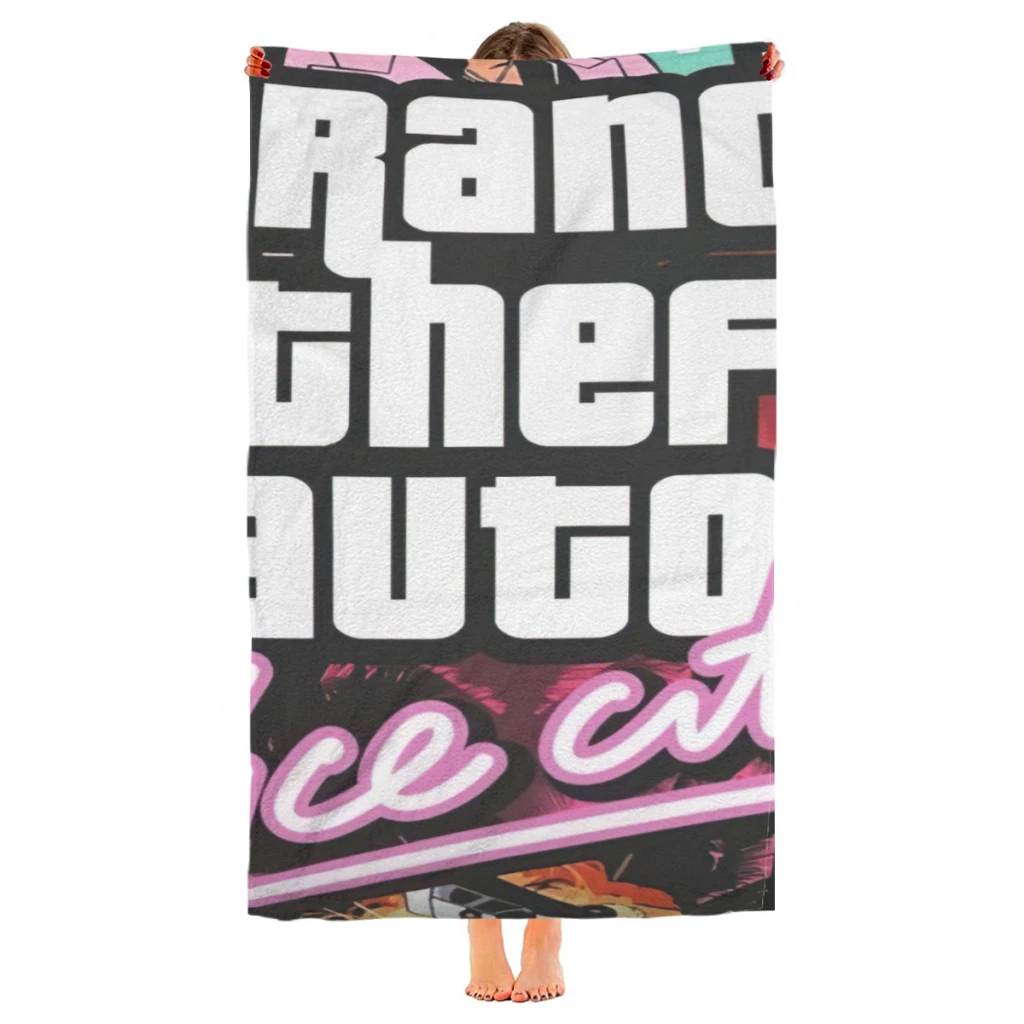 

Quick Drying Beach Towels Gta-Vice-City-Square-newest Design Oversized 30x60inch Printing Towel Super Absorbent Pool Towel