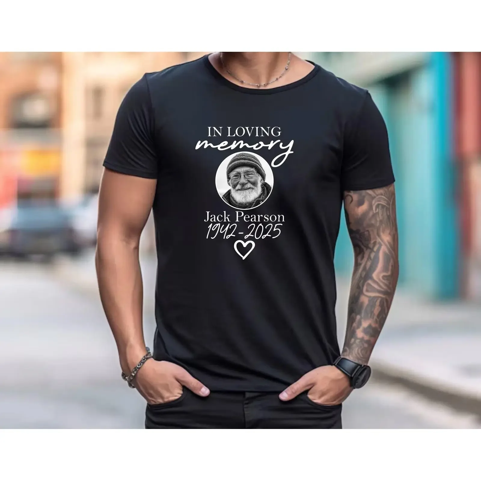 Custom In Loving Memory T Shirt Personalized Name Date Photo Remembrance RIP Rest Peace Memorial  vintage Washed Versatile