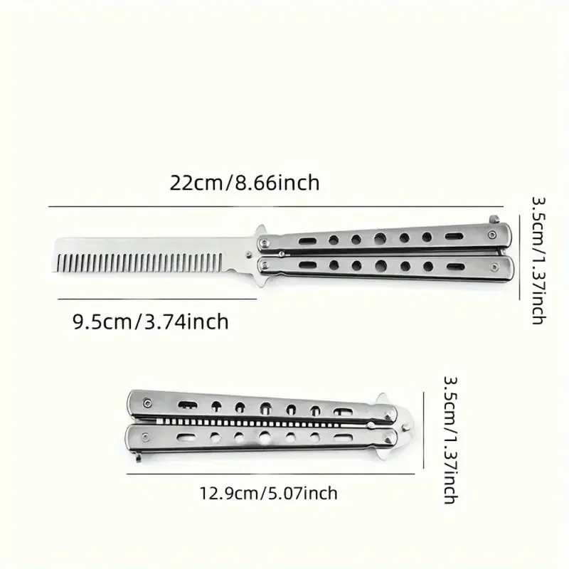 Foldable Comb Stainless Steel Butterfly Knife Comb