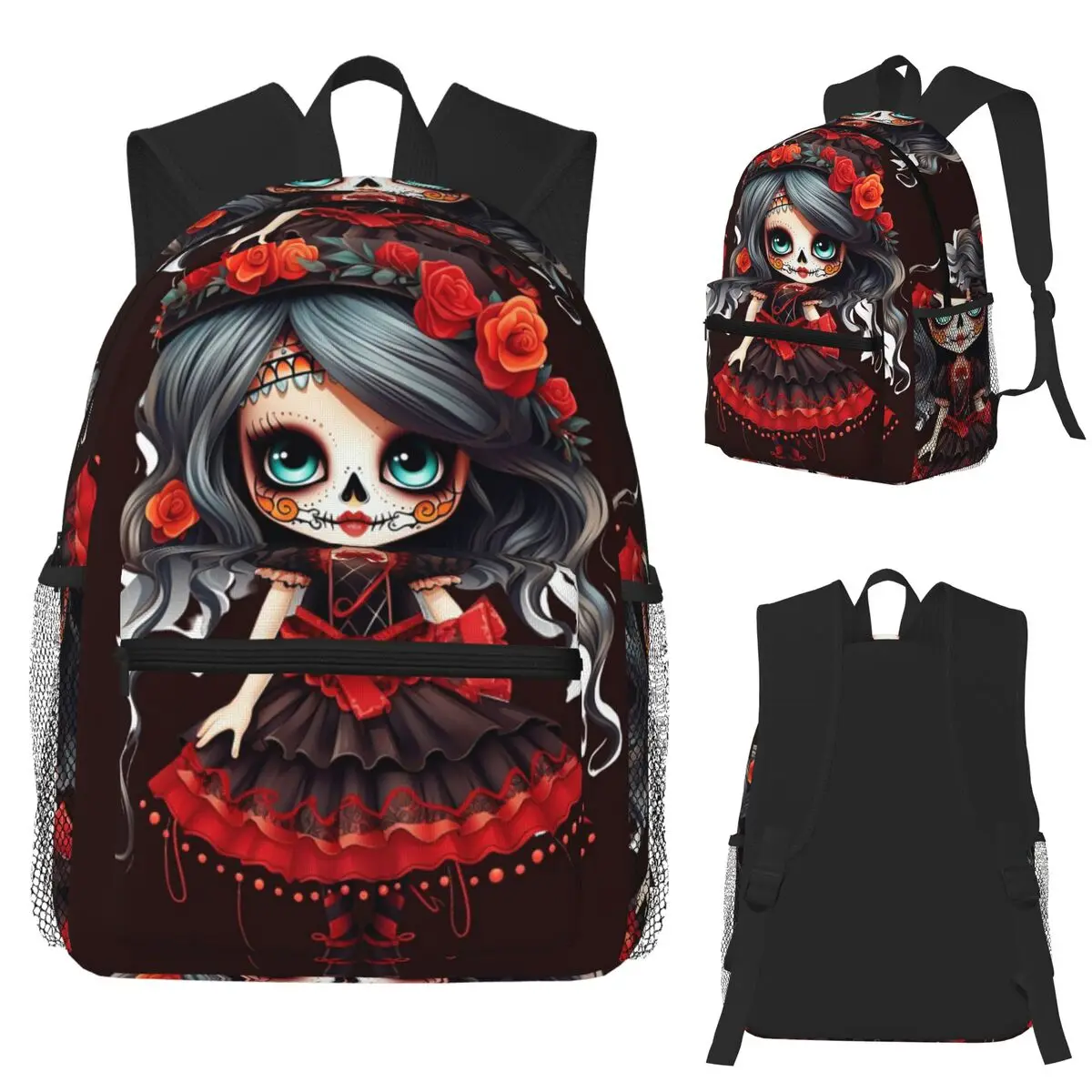 

Alexander Gothic Las Elegantes Girls Day Of Dead Студенческий рюкзак с черепом Школьная сумка Рюкзак для мужчин и женщин Книжная сумка Сумки на плечо