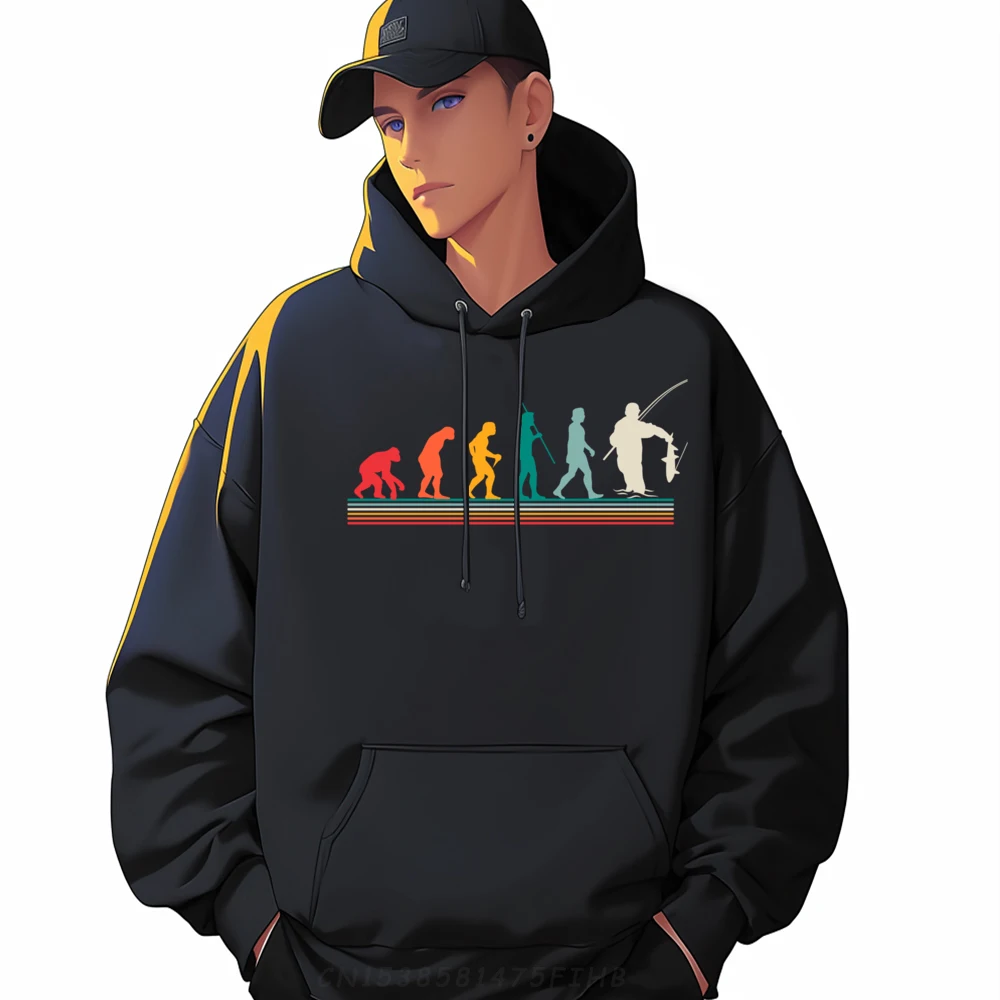 

Fishing Evolution Retro Funny Fisherman Angler Sports Hoodies Men Luxury Designer