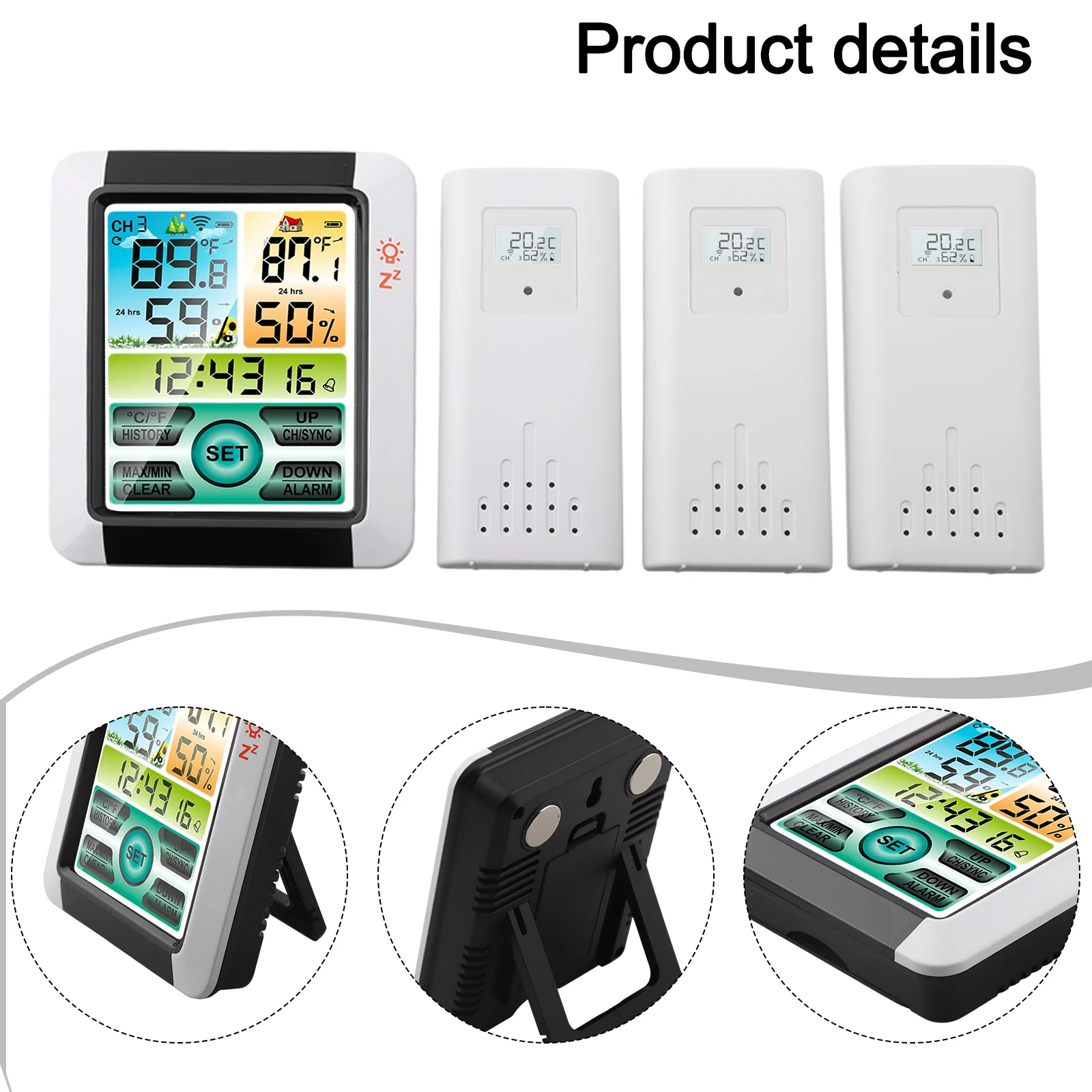 Digital Weather Clock Temperature Humidity Meter Data Analysis Humidity Range 20 -95 Indoor Outdoor Monitoring