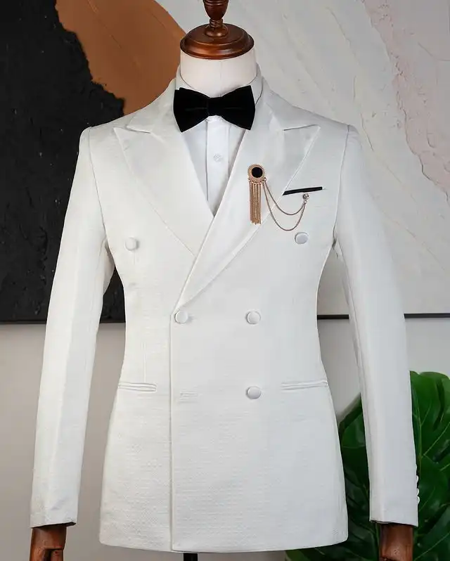 Costumes de mariage à carreaux Double boutonnage pour hommes, smoking de marié à revers, ensemble de costume 2 pièces, veste avec pantalon, costume de mode sur mesure