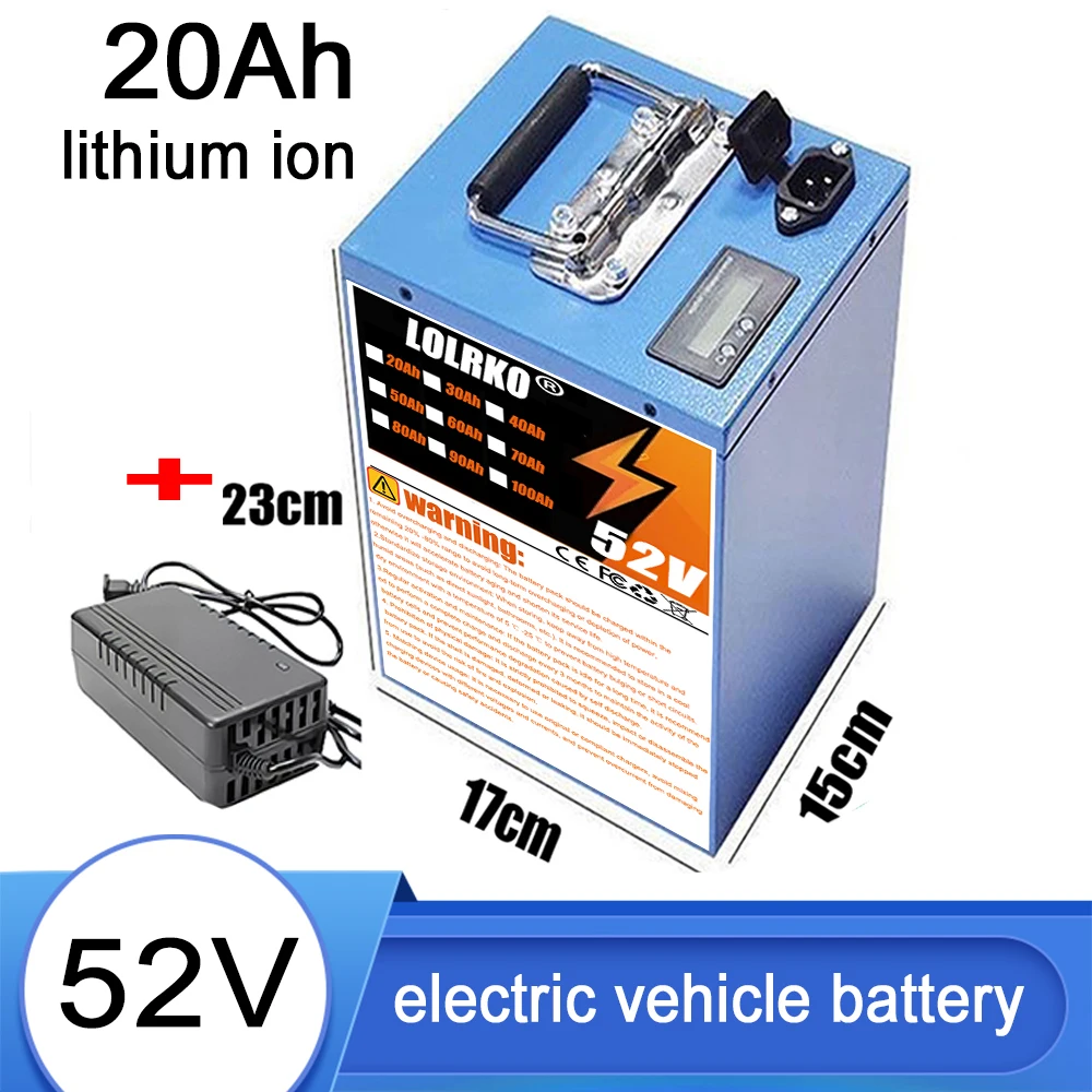 Nouvelle batterie lithium 52V 20-100Ah 18650 pour e-moto scooter haute puissance 0-2000W