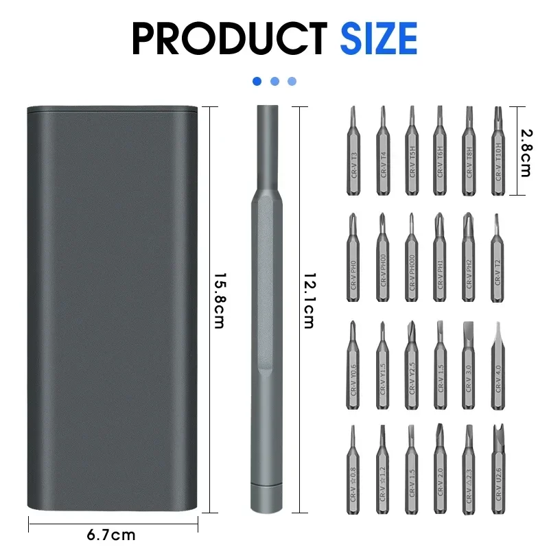 25 in 1 Magnetic Precision Screwdriver Set Mini Tools Kit for Mobile Phone PC Repair Professional Hardware with 24 Torx Hex Bits