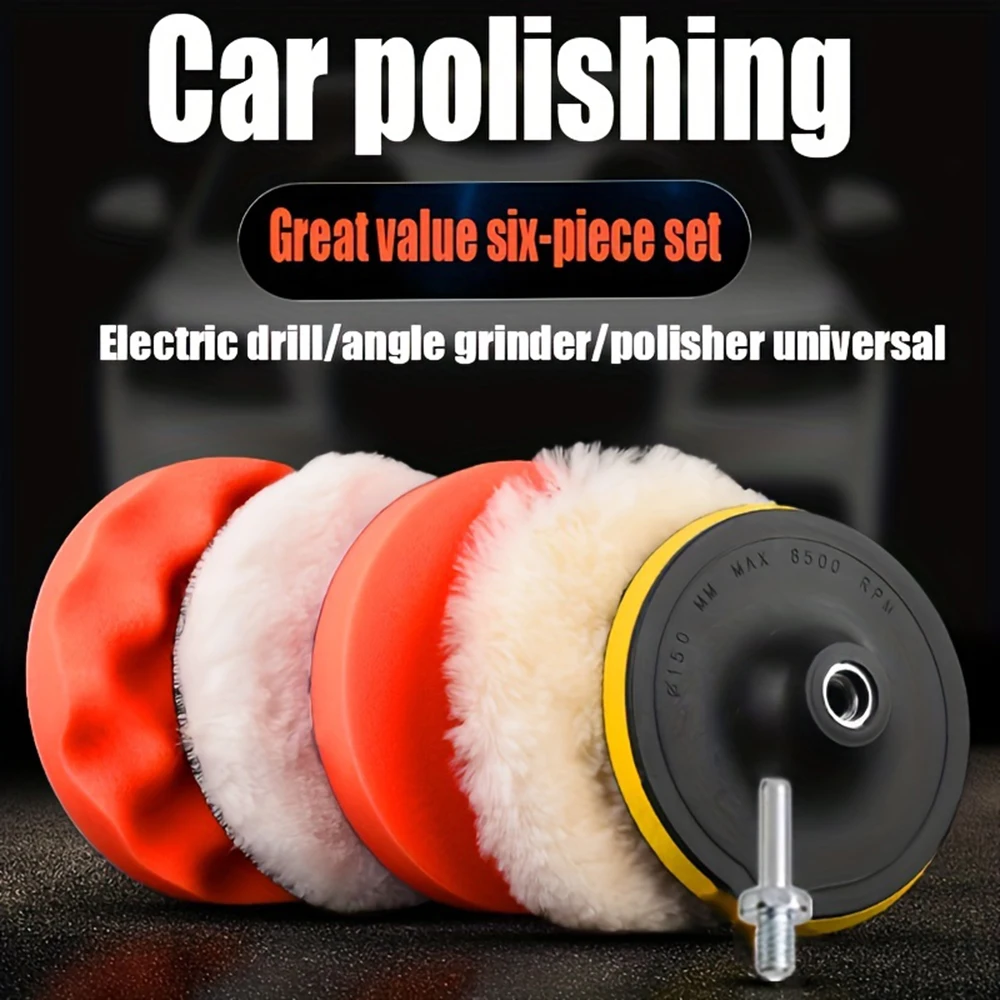 4 Inch 6 Pcs Car Beauty Polishing Waxing Sponge Disc Self-Adhesive Waxing Polishing Sponge Disc Sponge Polishing Wheel