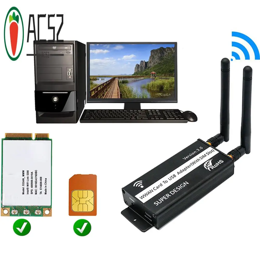 

Адаптер AC52-Mini PCI-E PCI-Express к Mini USB со слотом для SIM-карты для беспроводной мини-карты WWAN/LTE/Gsm/Hspa/GPS 3G/4G